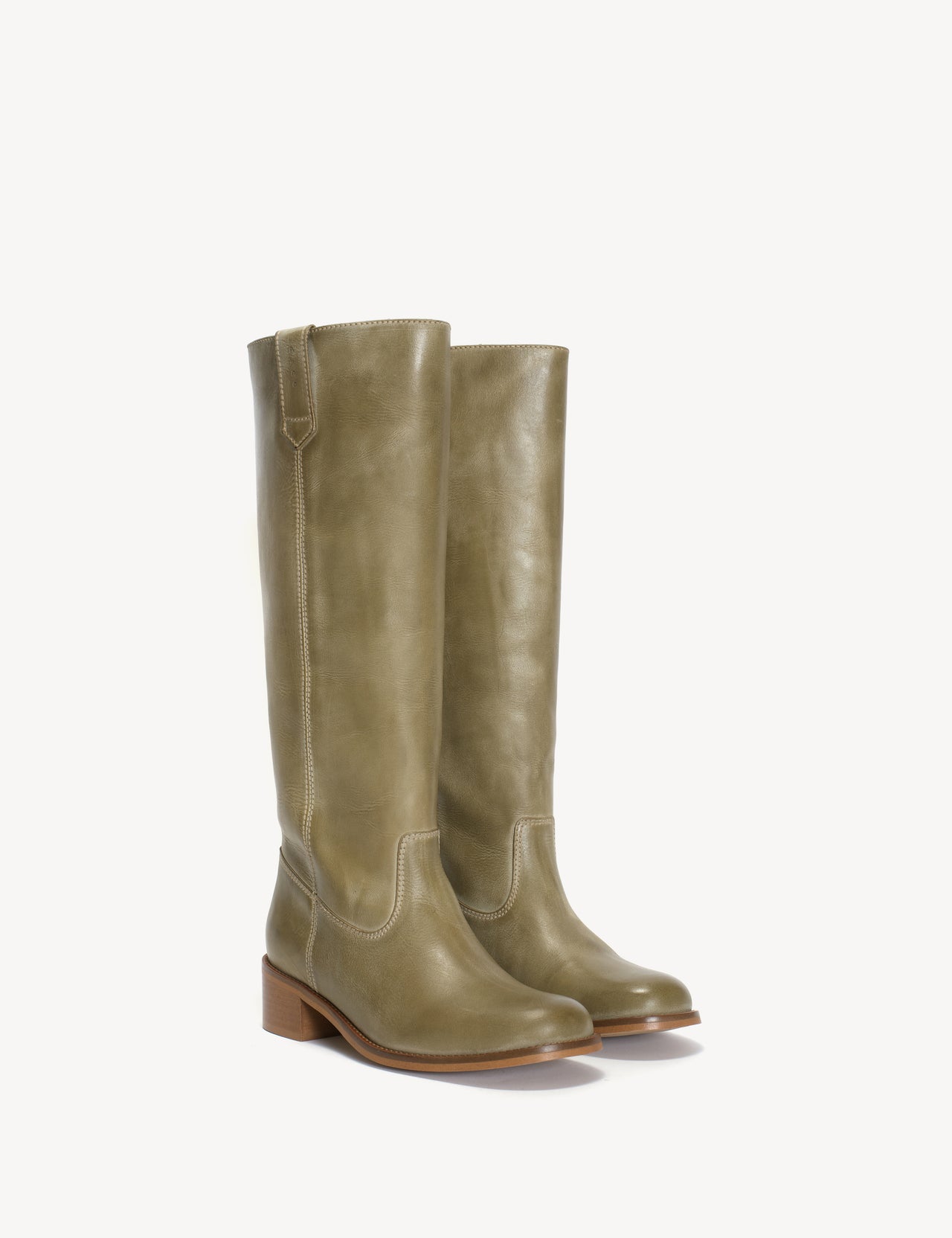 Ann Gaucho Boot In Green Escovado Leather