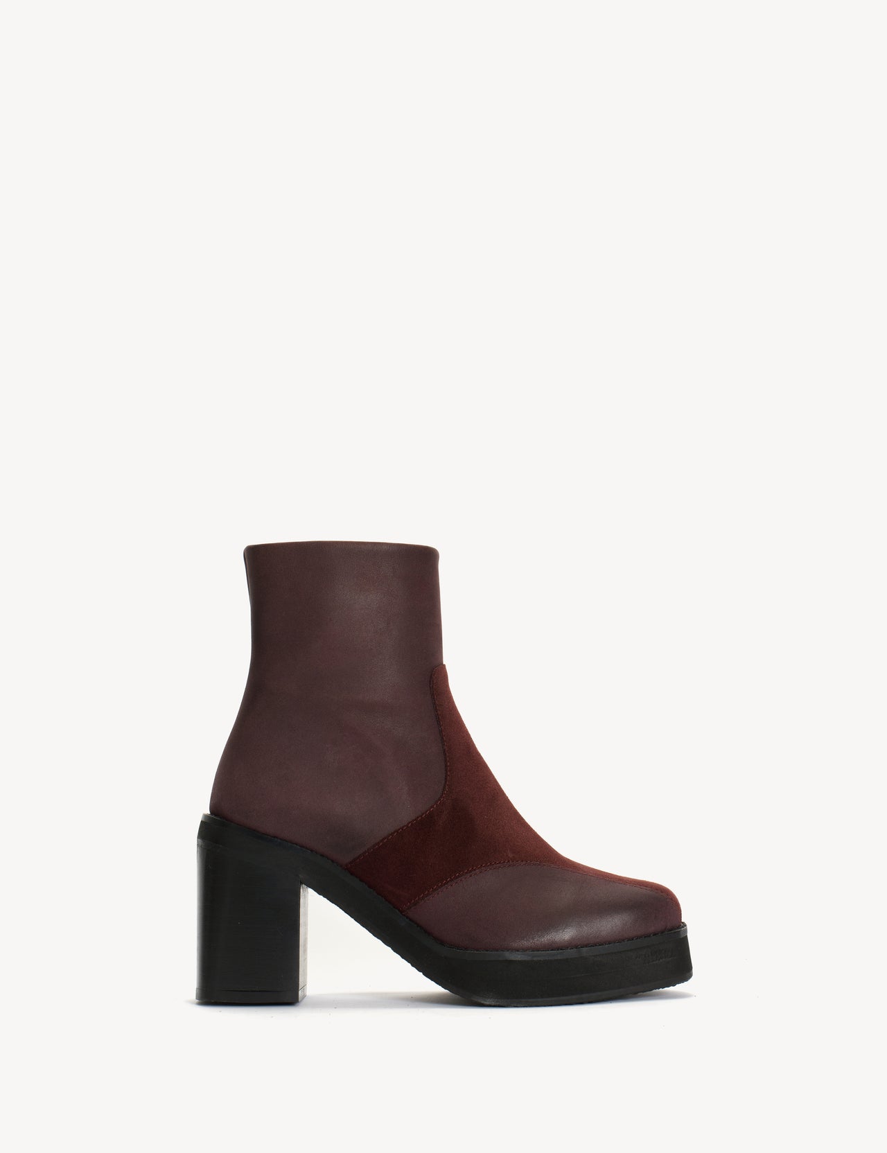 Frida Boot In Bordeaux Calfskin & Calf Suede