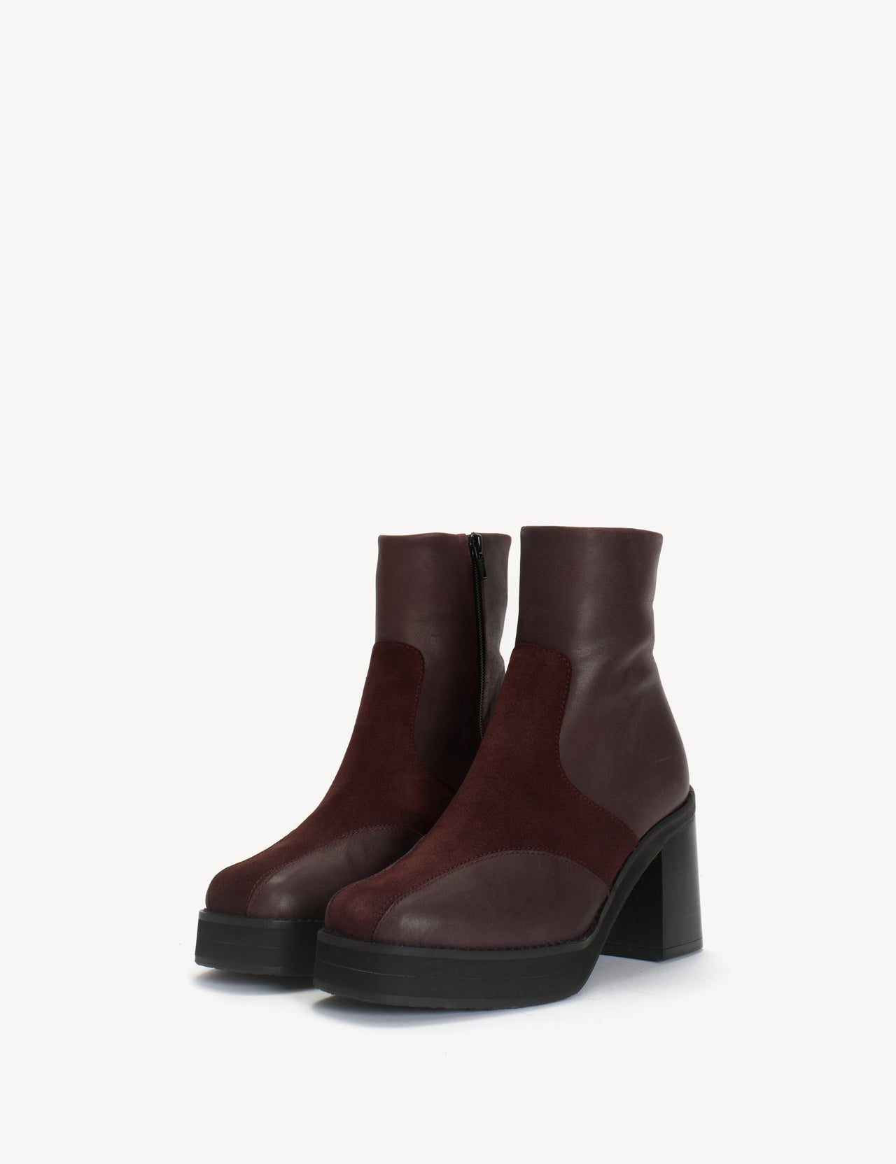 Frida Boot In Bordeaux Calfskin & Calf Suede