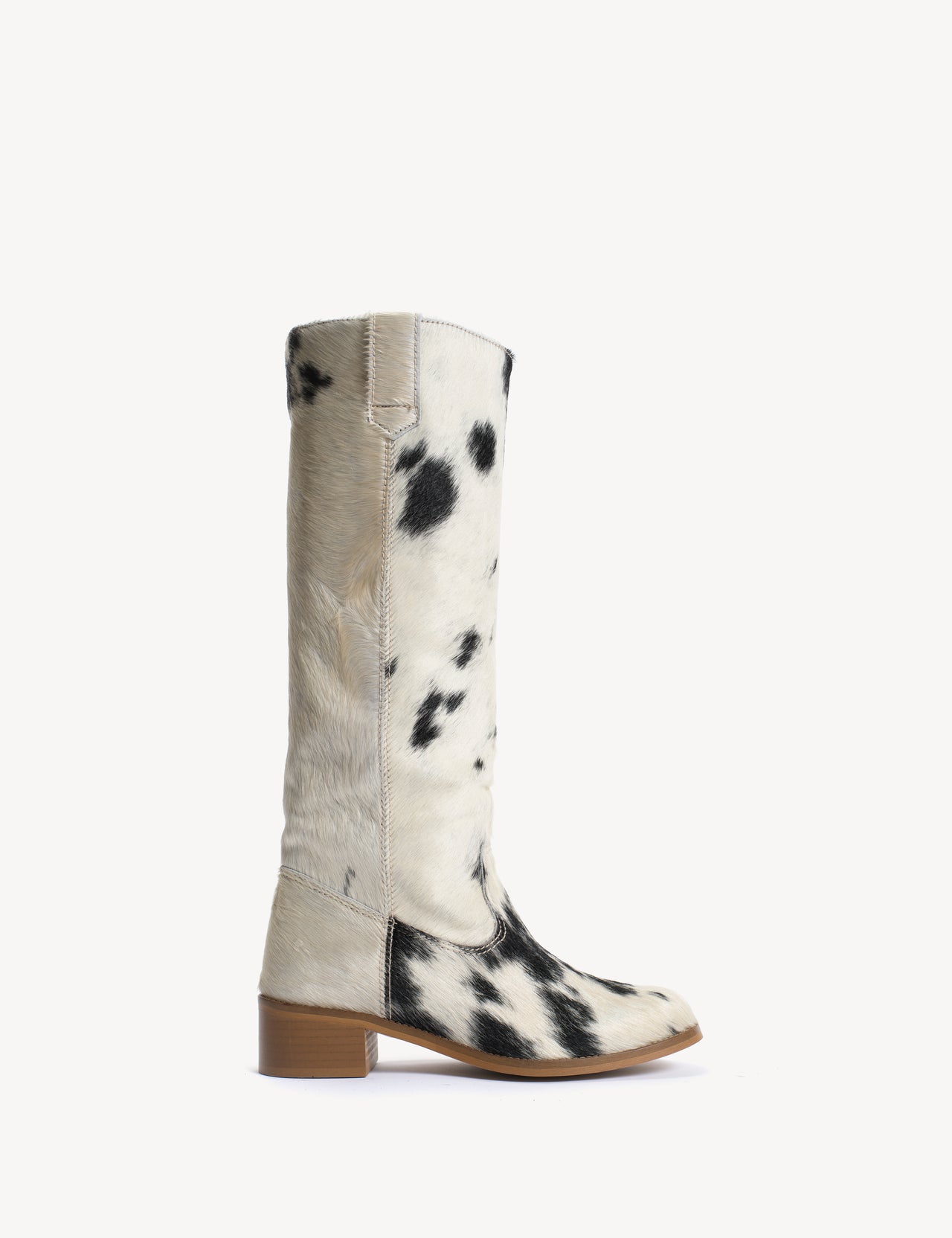 Ann Gaucho Boot In Black & White Shades Cow Fur