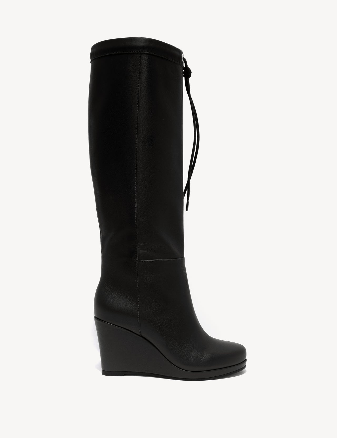 Liv Wedge Boot High In Black Calfskin