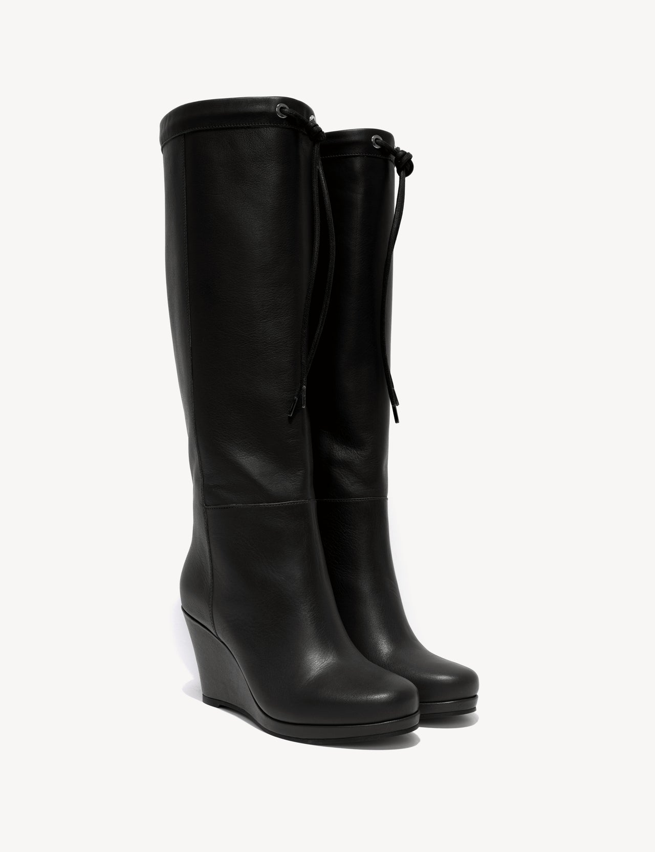 Liv Wedge Boot High In Black Calfskin