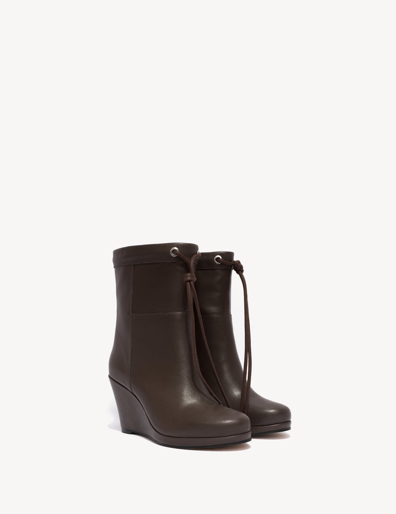 Liv Wedge Ankle Boot In Dark Brown Calfskin