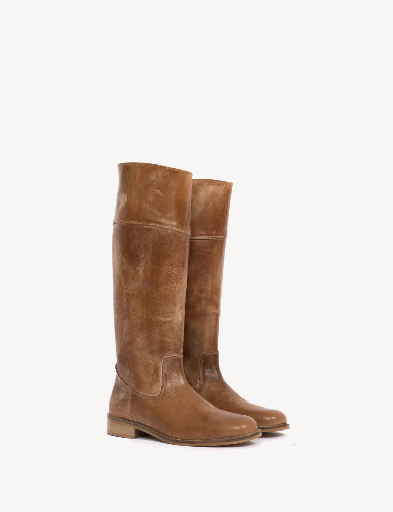 Cavalry Boot In Dark Tan Escovado Leather