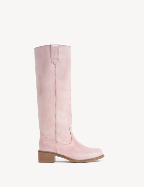 Ann Gaucho Boot In Pink Escovado Leather