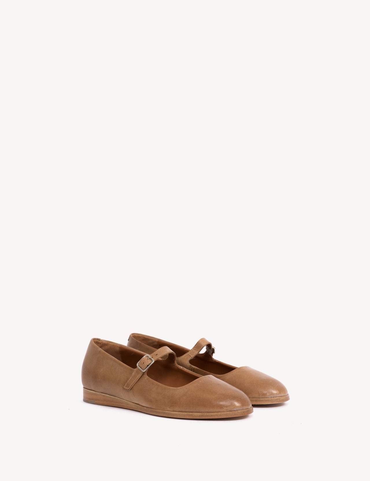 Ines Flats In Dark Tan Escovado Leather