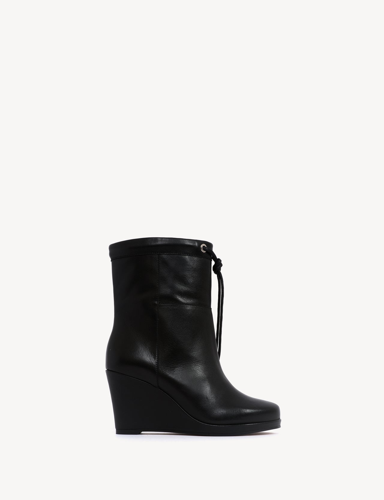 Liv Wedge Ankle Boot In Black Calfskin
