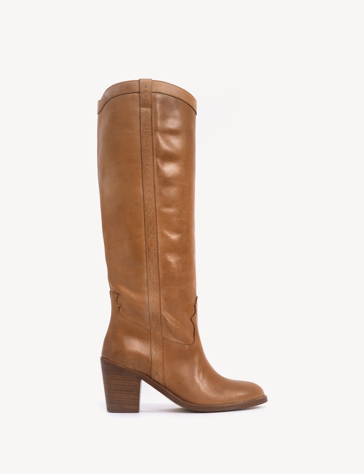 Claire High Western Boot In Dark tan Escovado Leather