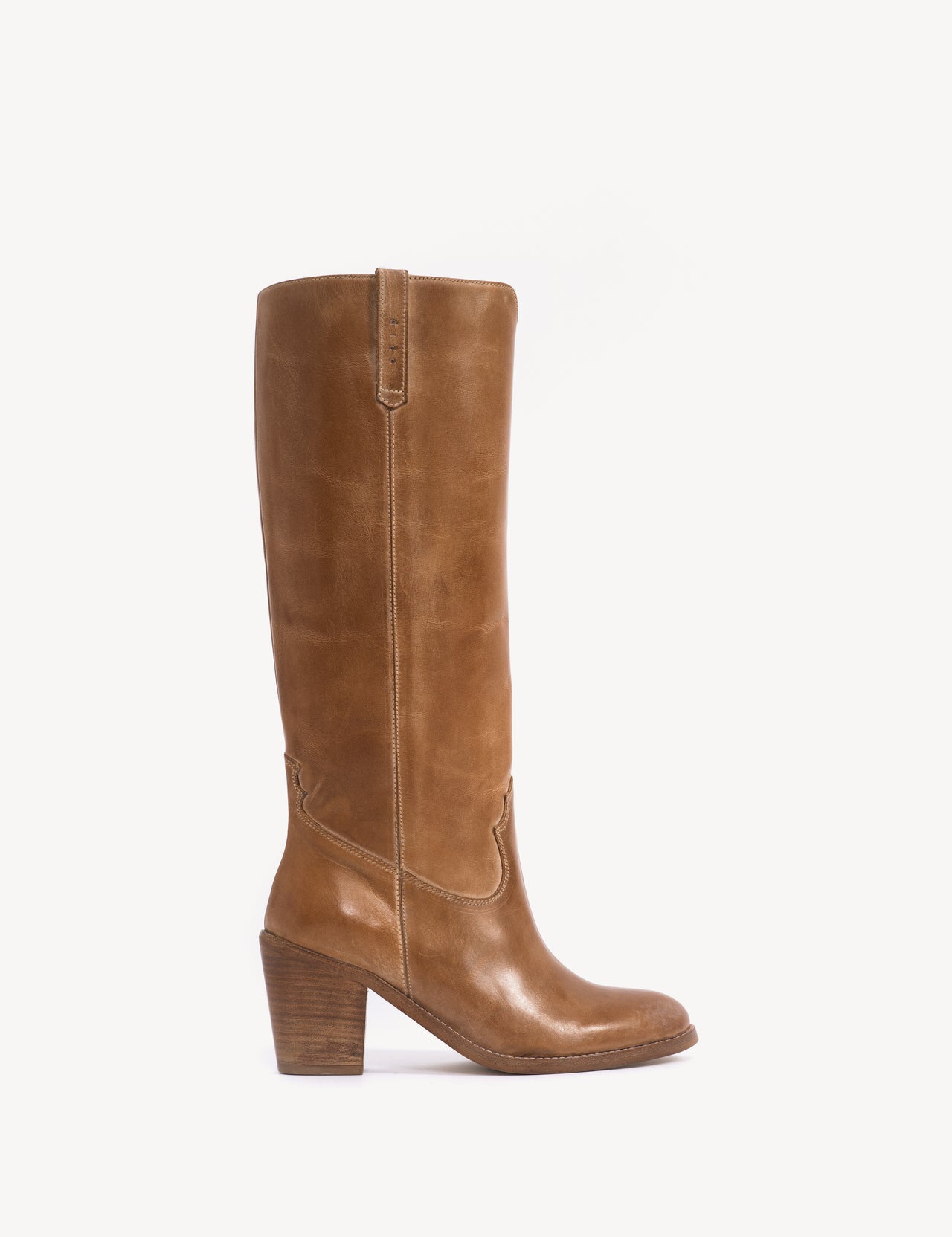 Janie Boot In Dark Tan Escovado Leather