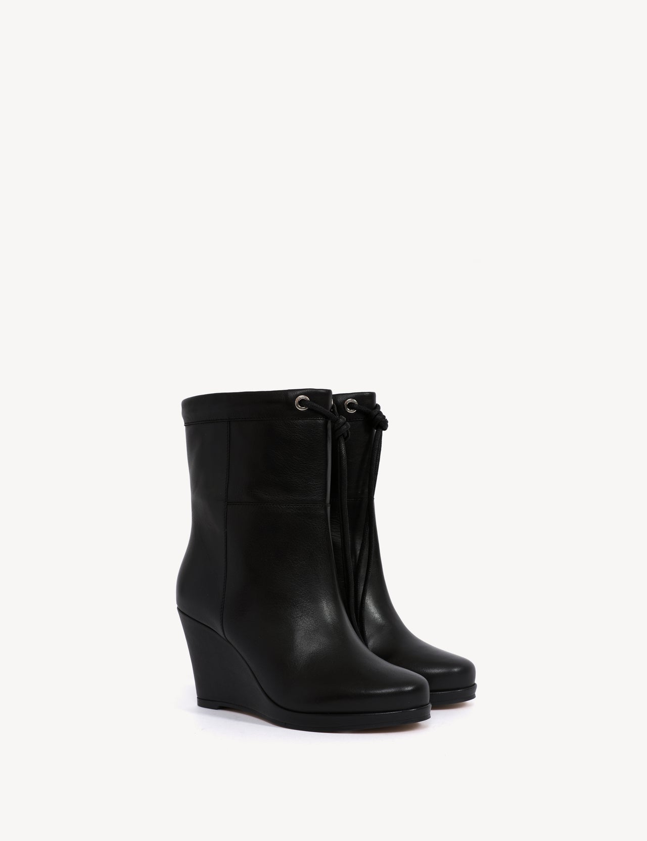 Liv Wedge Ankle Boot In Black Calfskin