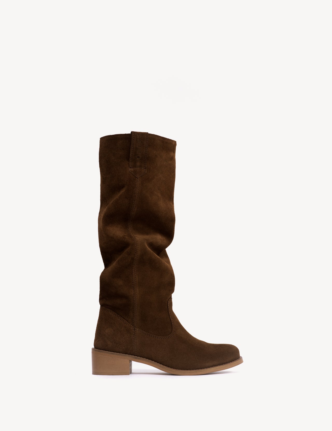 Ann Gaucho Boot In Dark Brown Calf Suede
