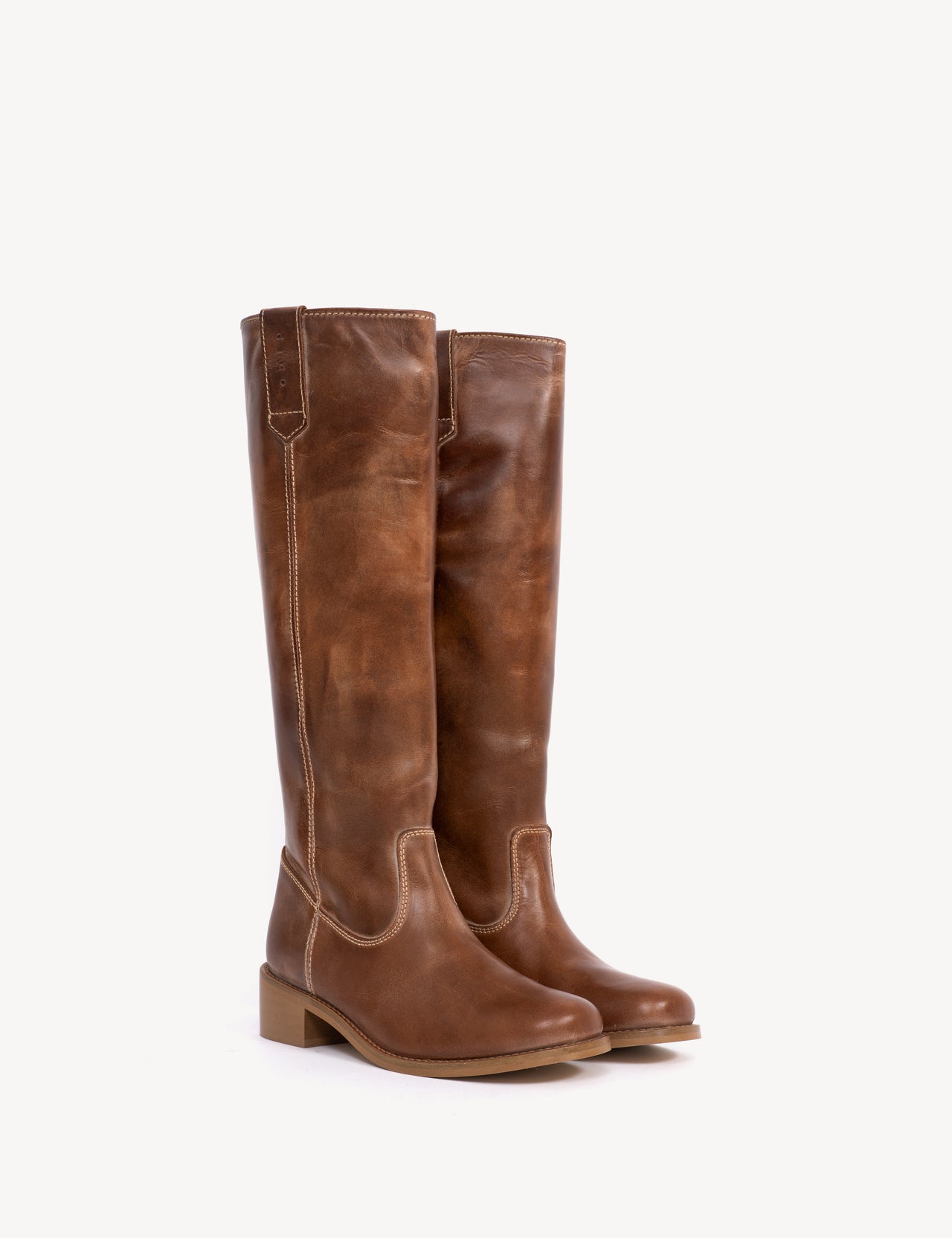 Ann Gaucho Boot In Cognac Escovado Leather