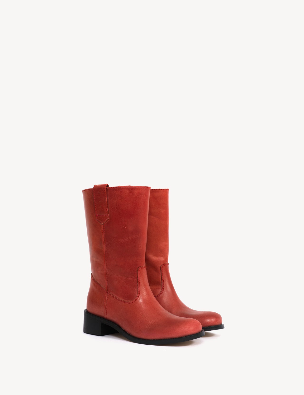 Julia Gaucho Boot In Red Escovado Leather