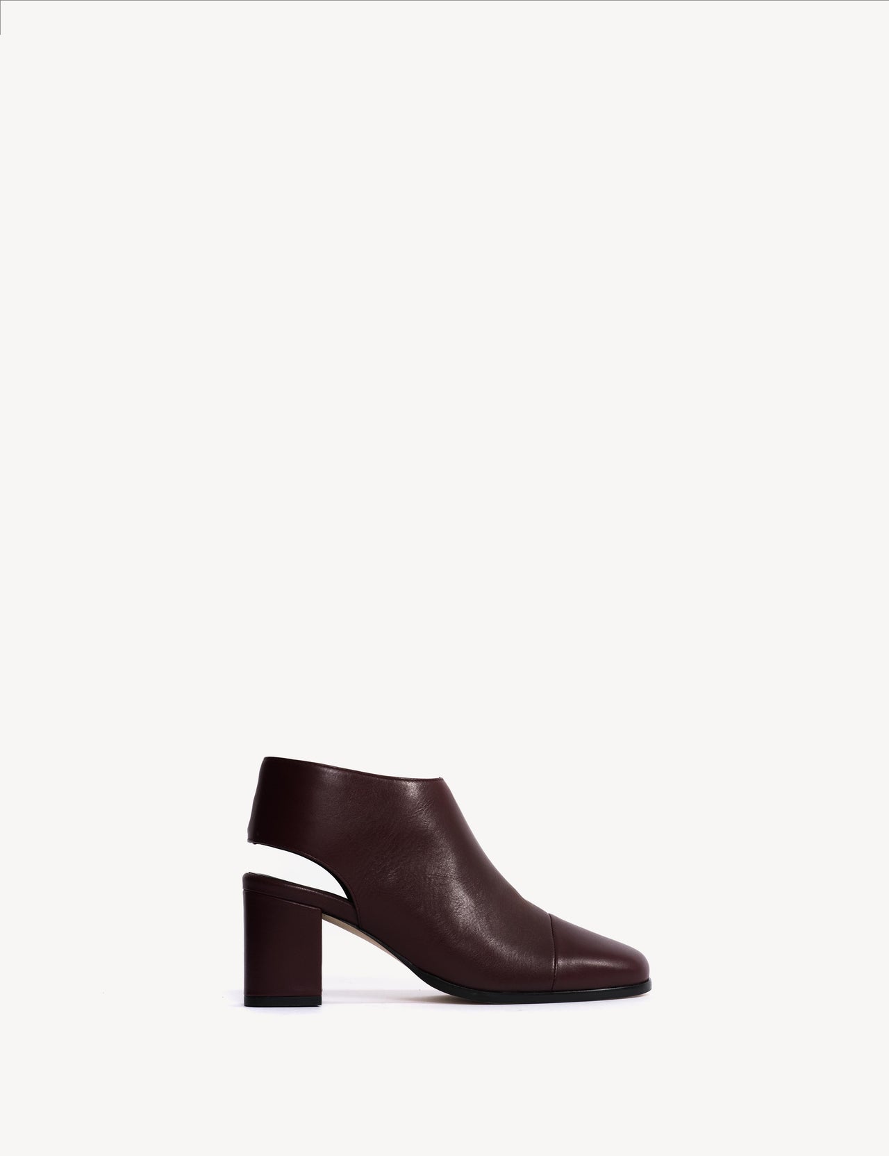 May Open Heel In Bordeaux Calfskin