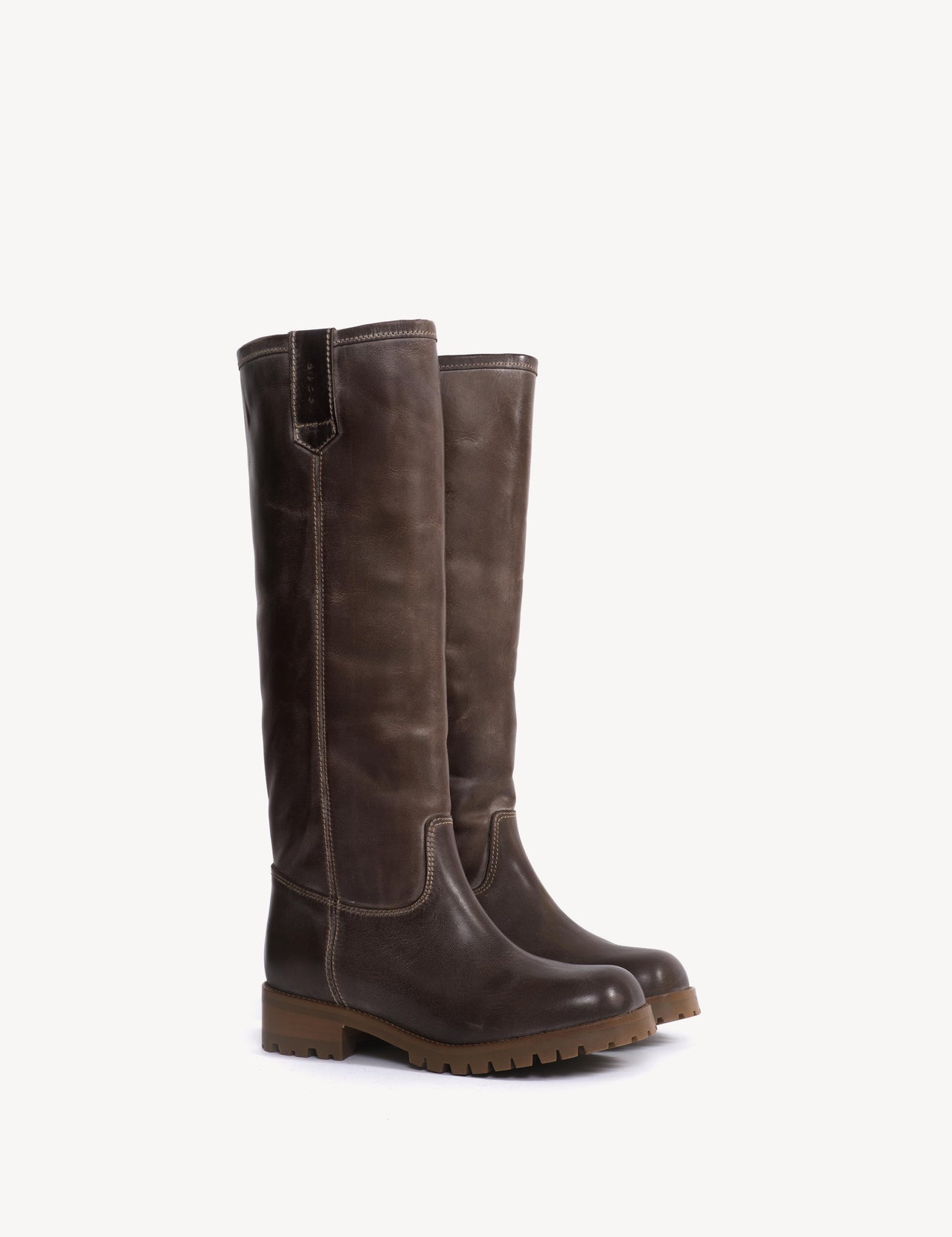 Kimmi High Boot In Dark Brown Escovado Leather