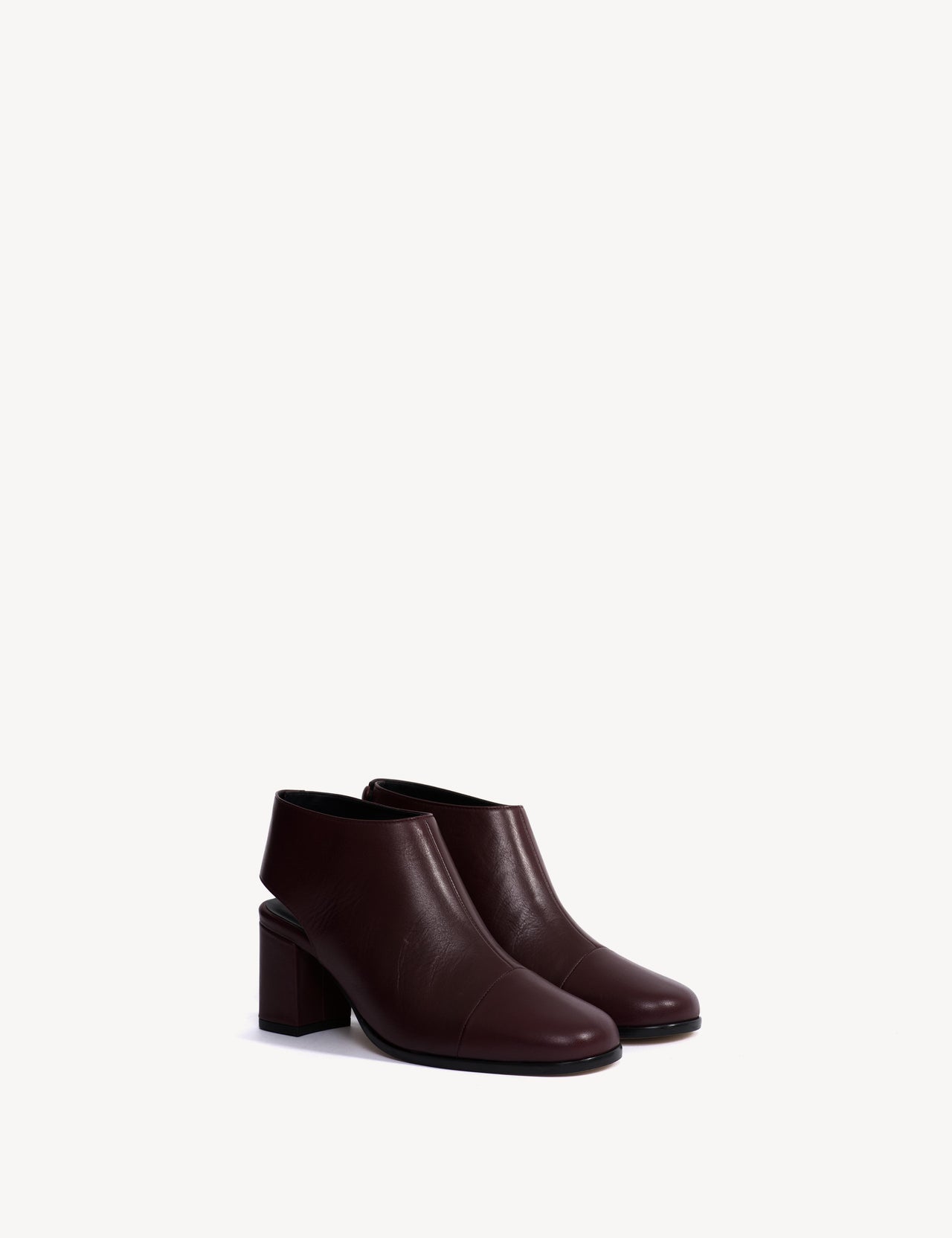May Open Heel In Bordeaux Calfskin