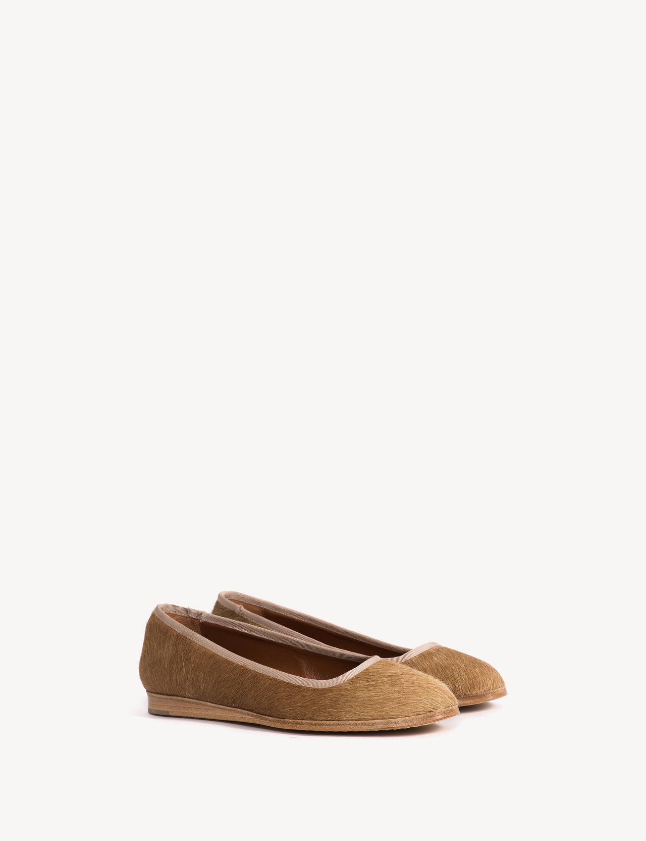 Mari Flats In Beige Shades Cow Fur