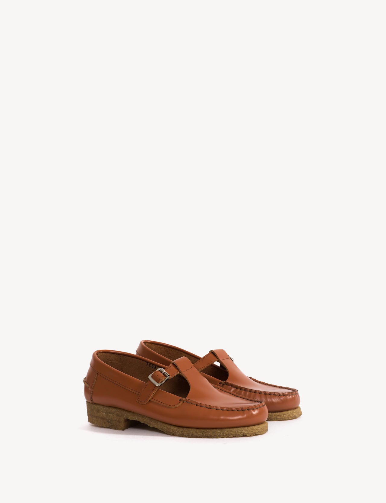 Moccasin T-Bar Loafer In Hazelnut Polido Leather With Crepe Rubber Sole