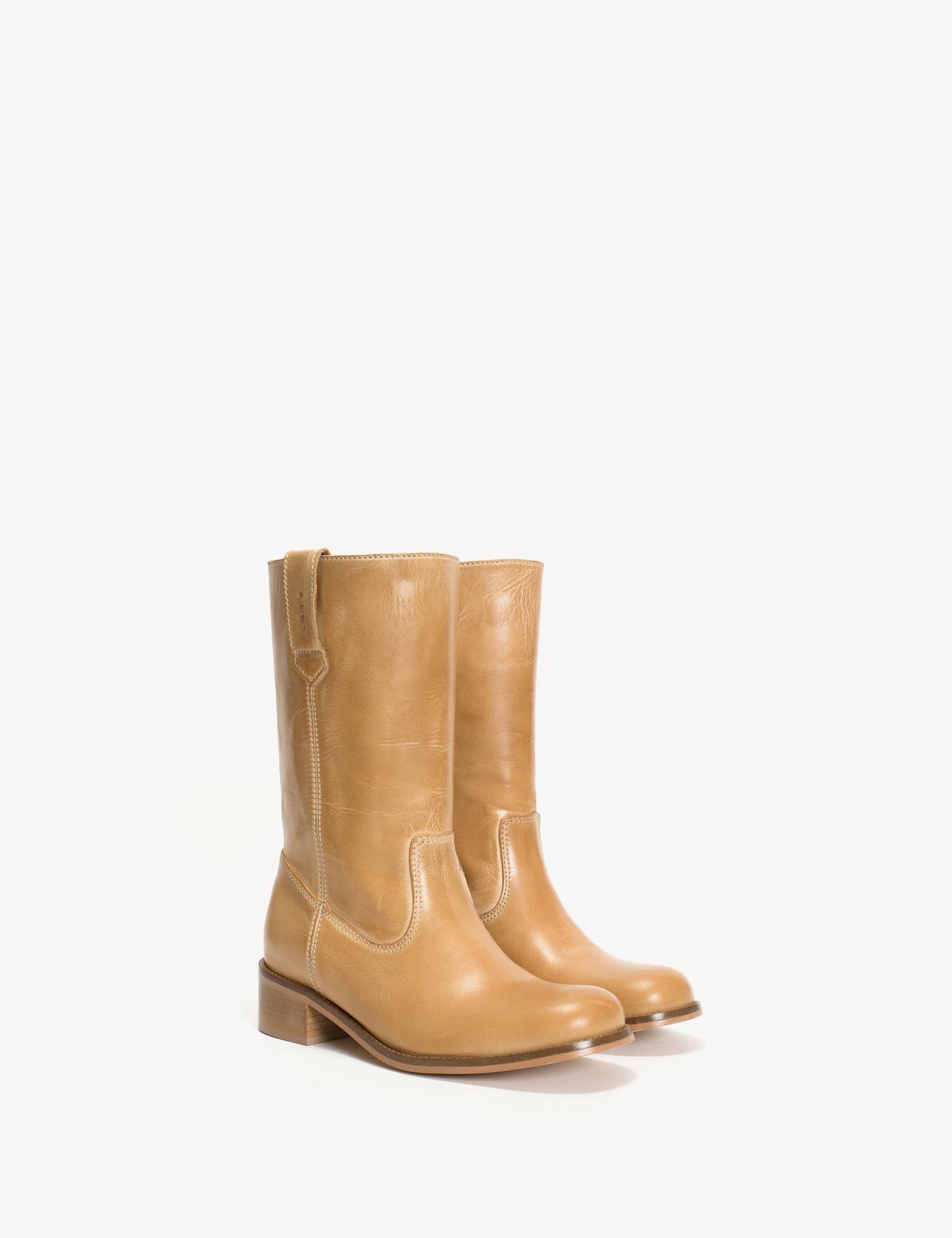 Julia Gaucho Boot In Light Tan Escovado Leather