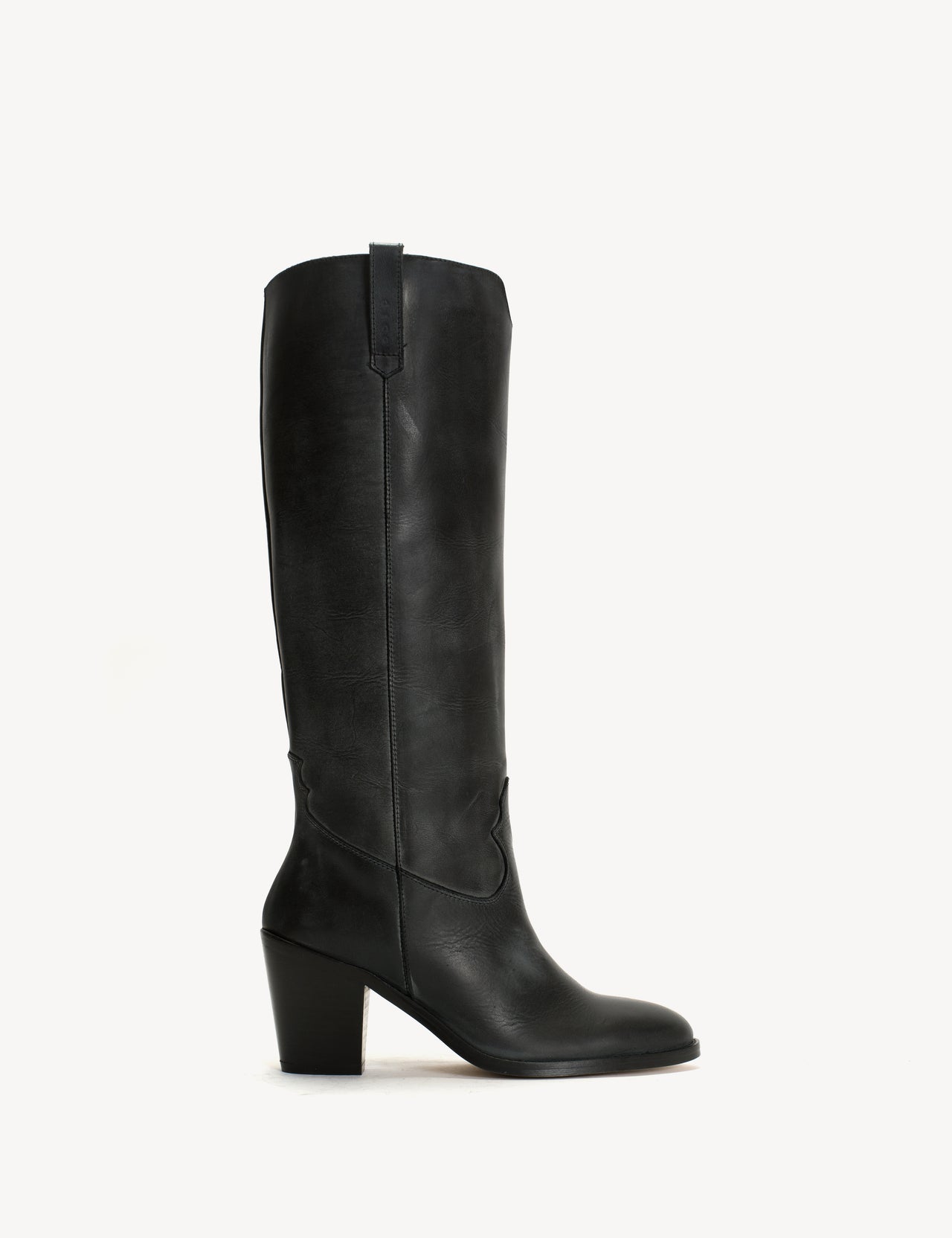 Janie Boot In Charcoal Black Escovado Leather