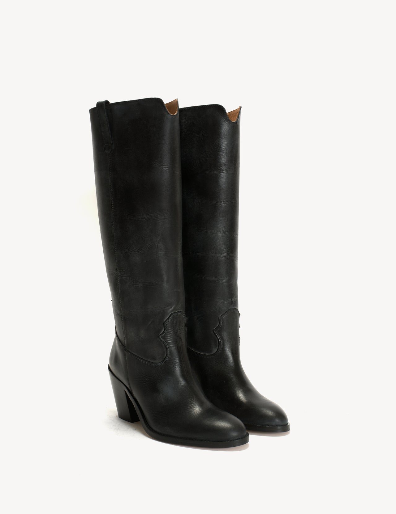 Janie Boot In Charcoal Black Escovado Leather