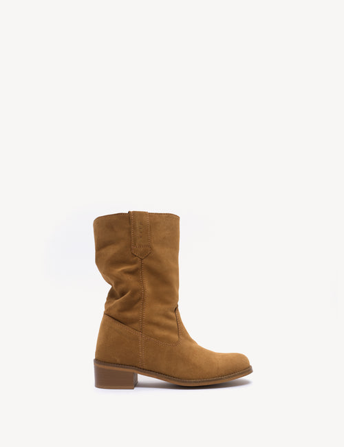 Julia Gaucho Boot In Dark Tan Calf Suede
