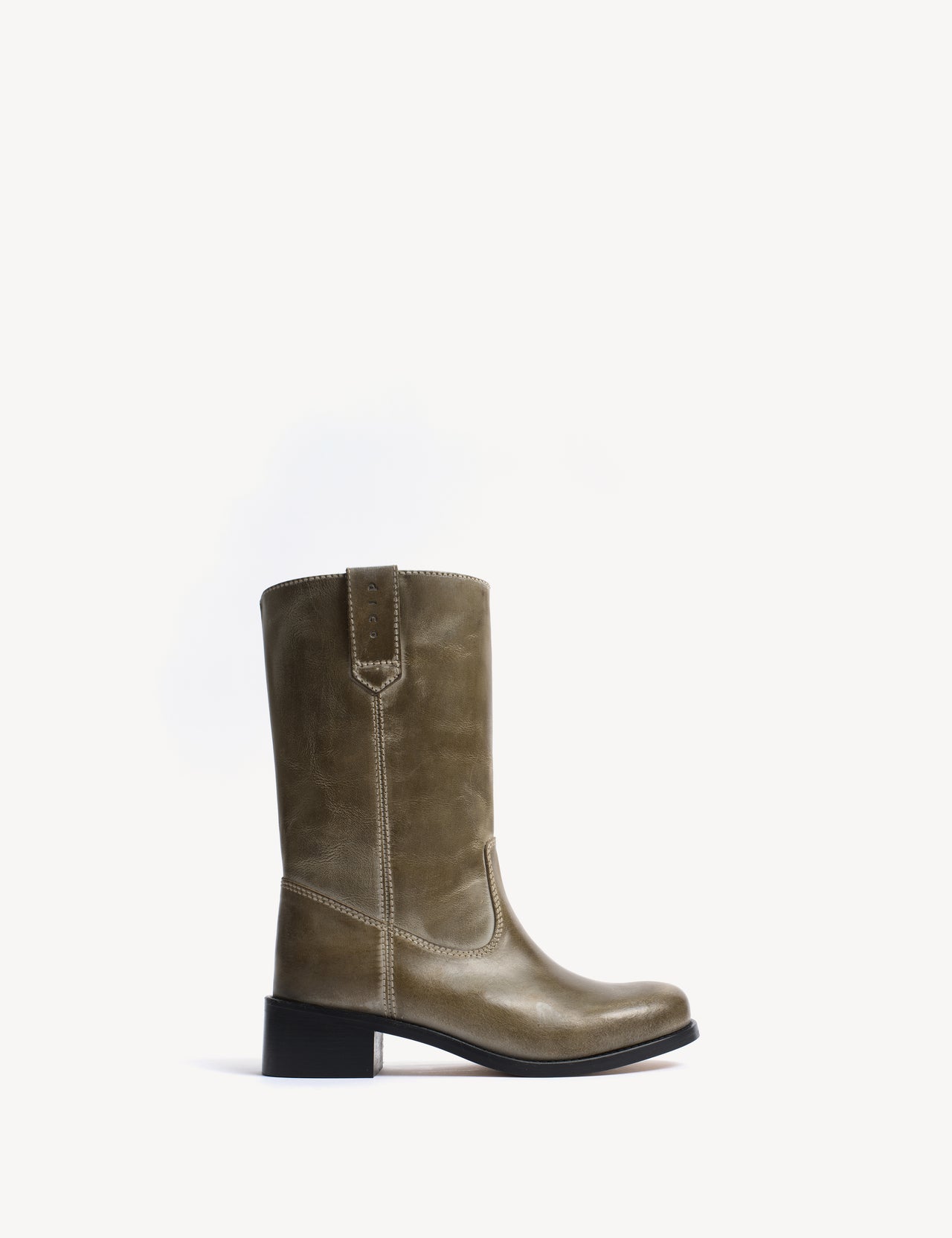 Julia Gaucho Boot In Army Green Escovado Leather