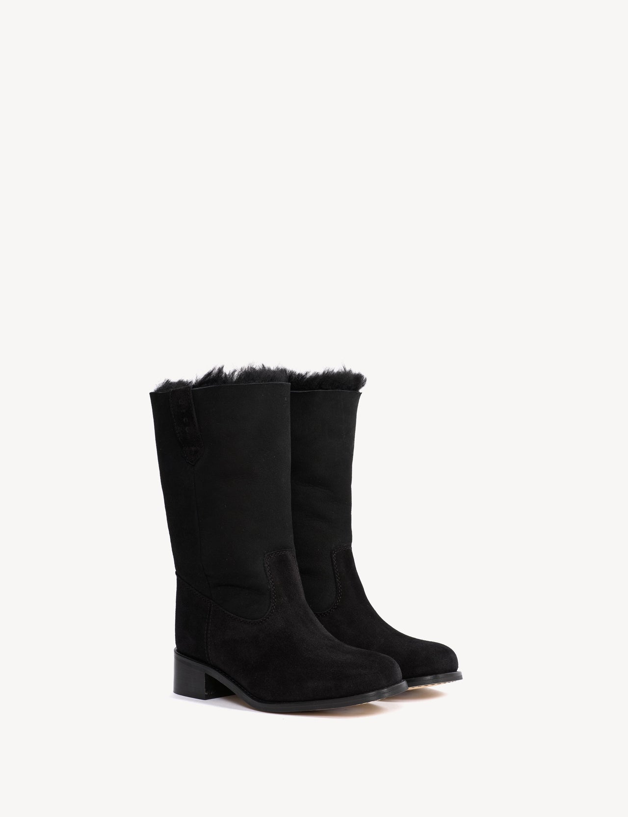 Julia Gaucho Boot In Black Shearling Fur