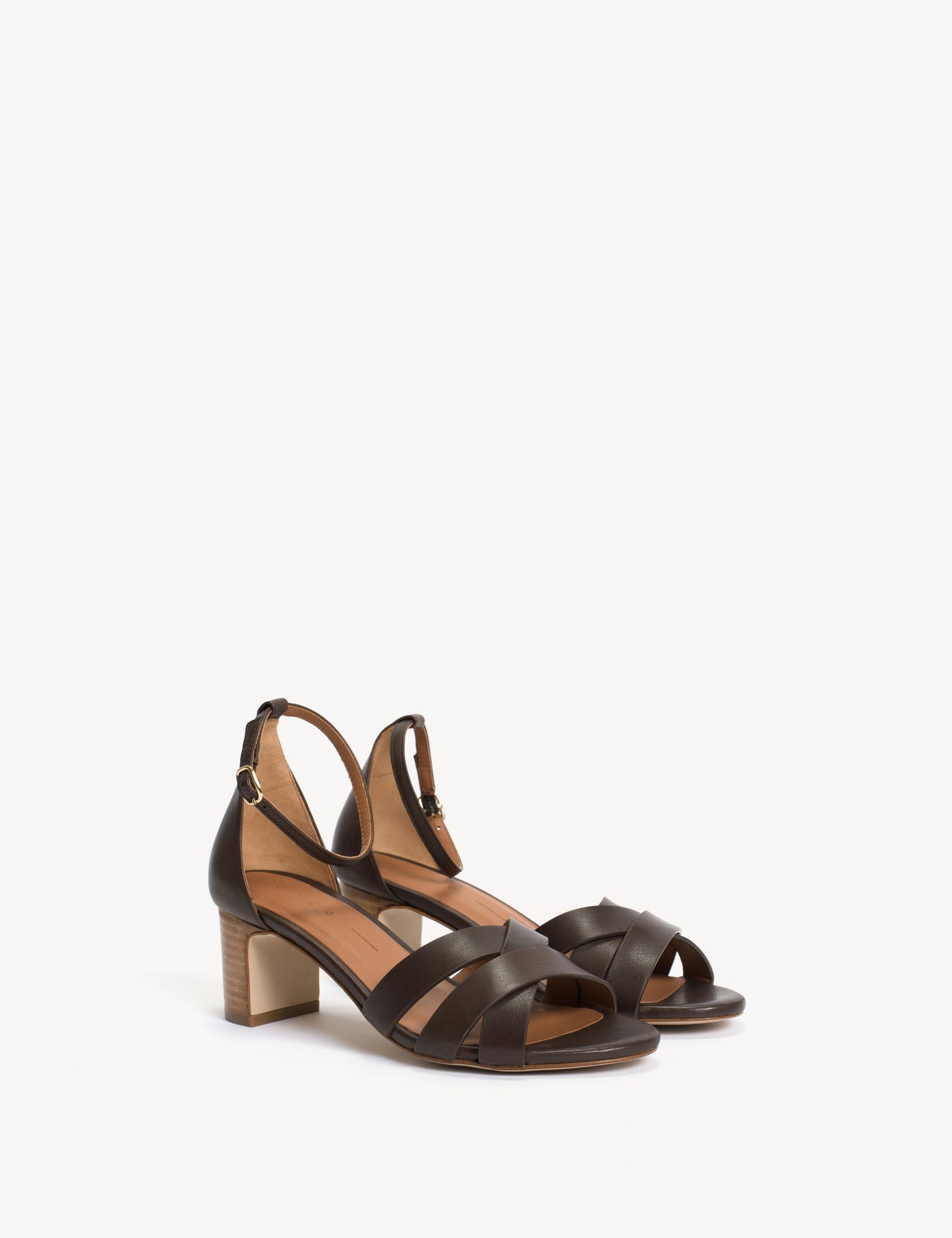 Kaia Regular Sandal In Dark Brown Calfskin