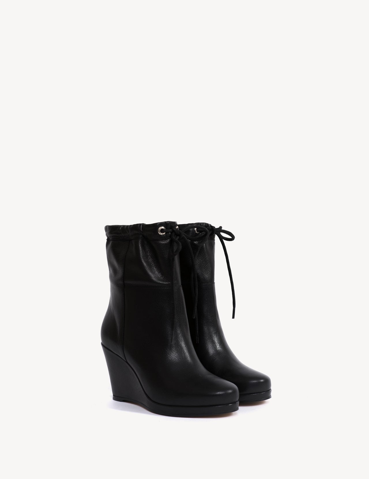 Liv Wedge Ankle Boot In Black Calfskin