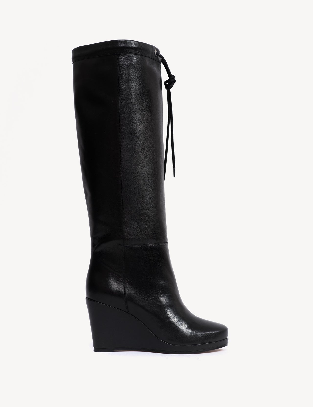 Liv Wedge Boot High In Black Calfskin
