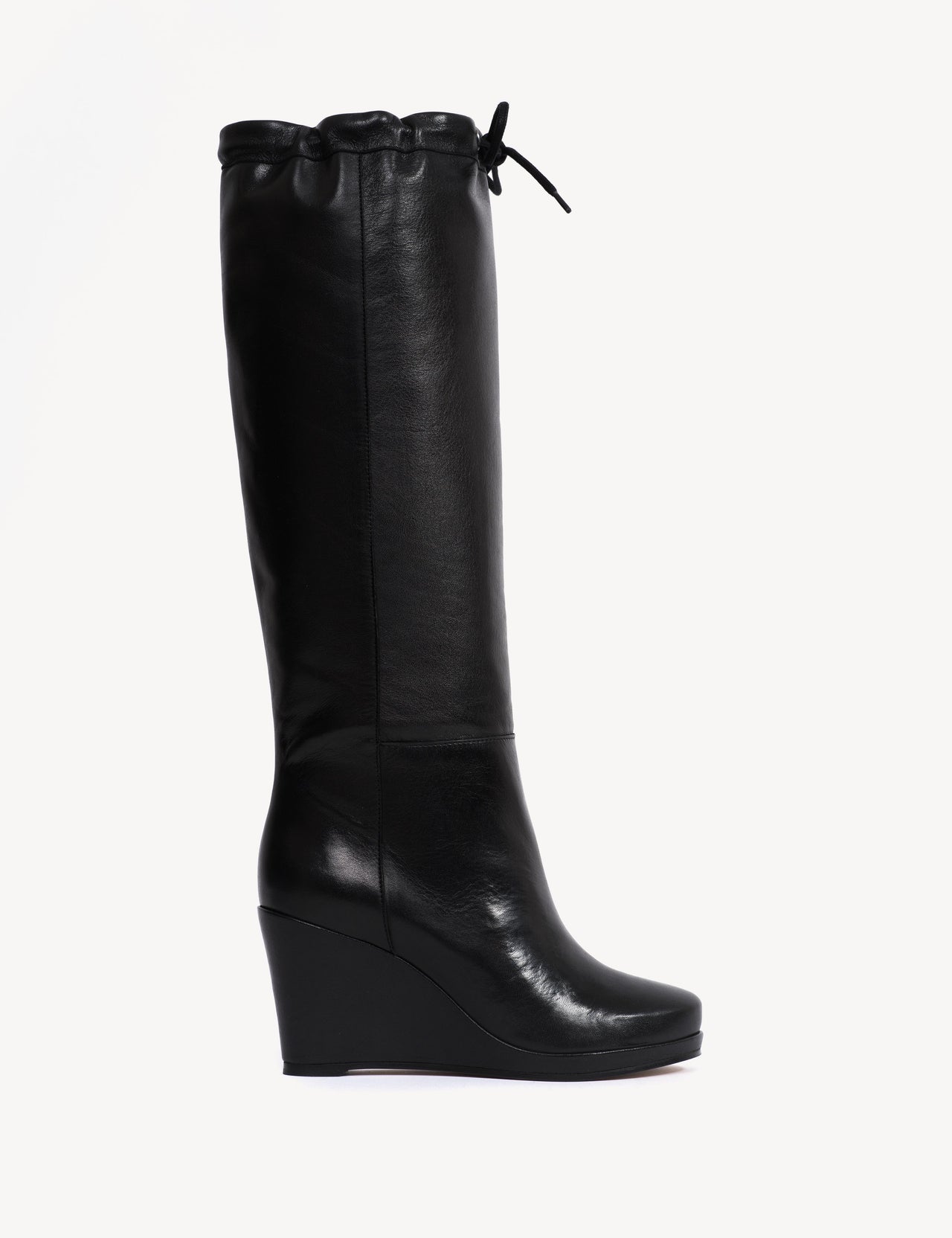 Liv Wedge Boot High In Black Calfskin