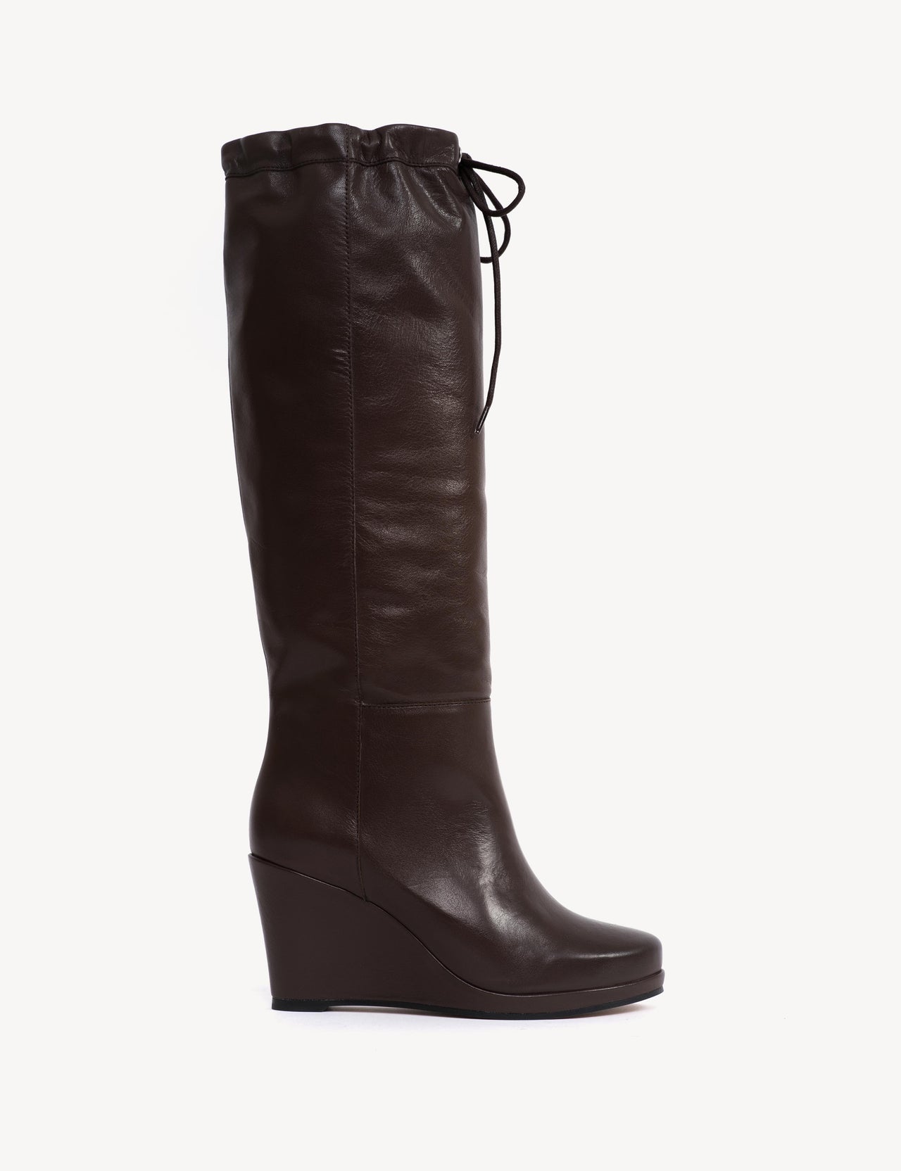 Liv Wedge Boot High In Dark Brown Calfskin