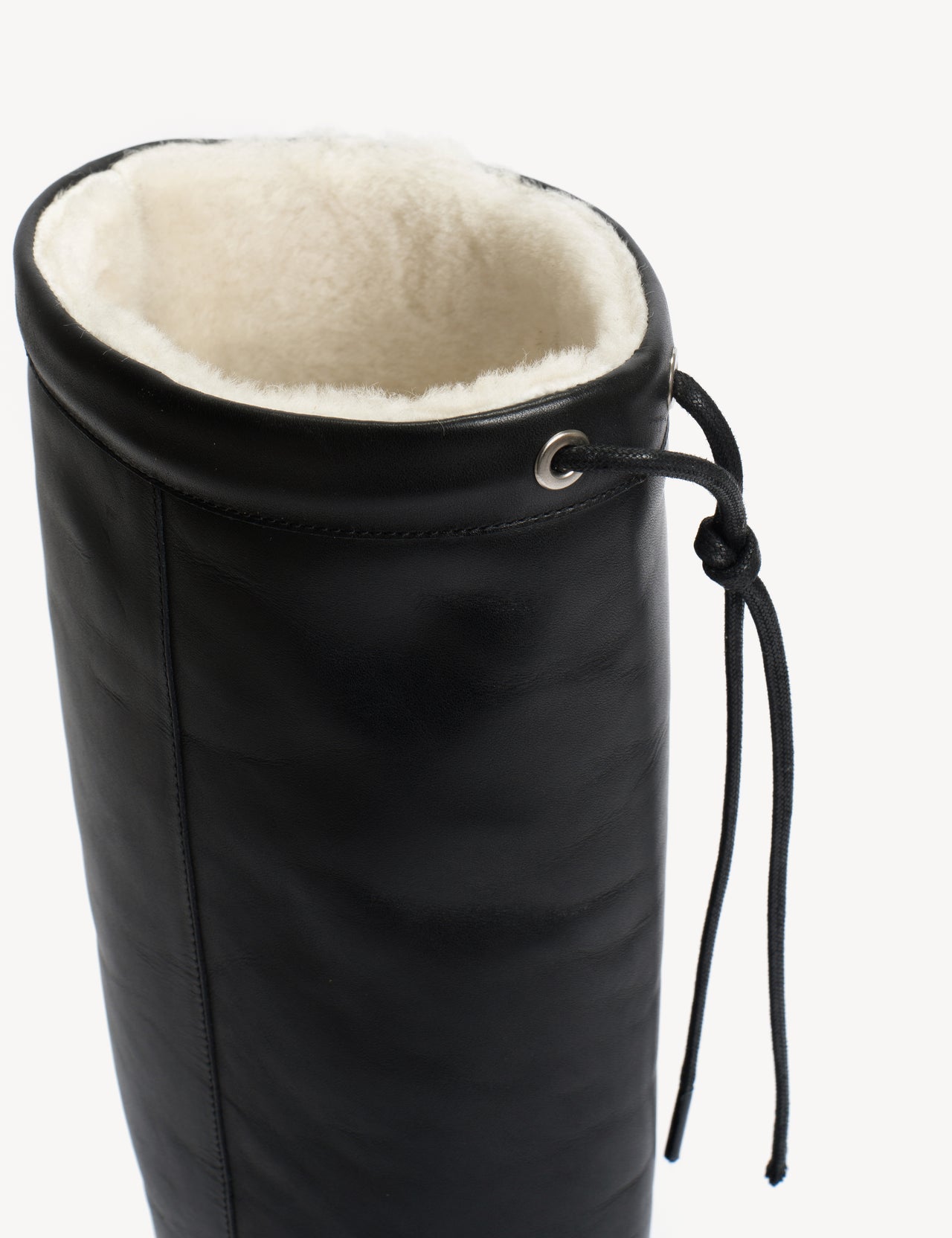 Liv Wedge Boot High In Black Calfskin & Shearling Lining