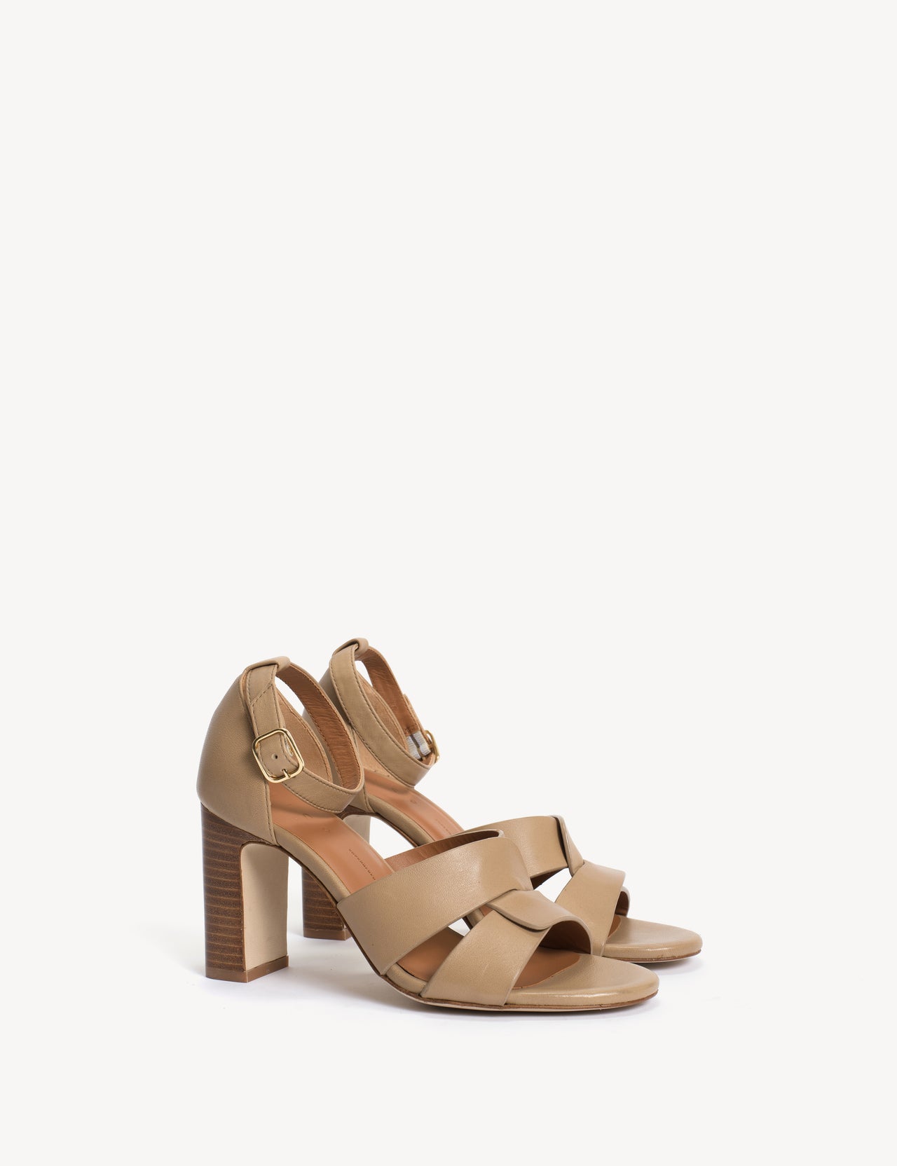 Lulu High Sandal In Beige Calfskin