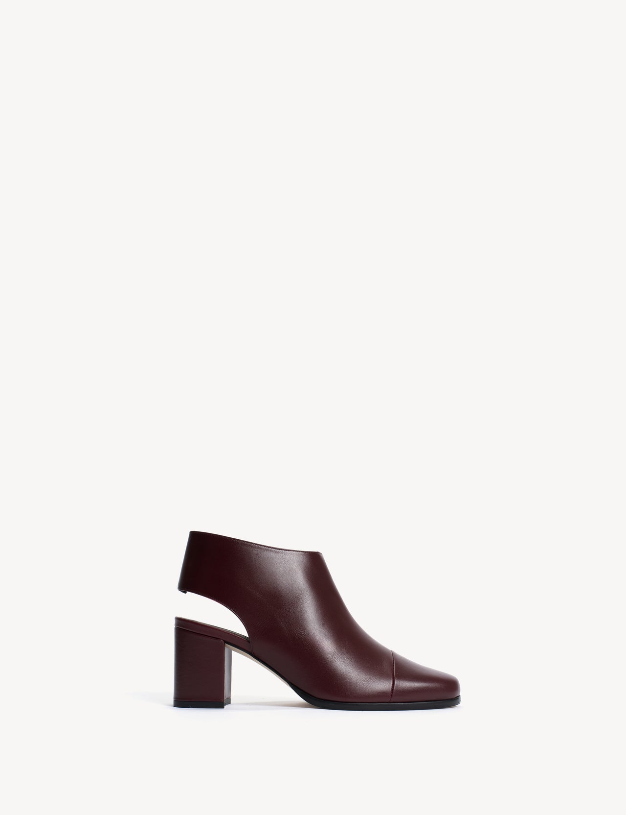 May Open Heel In Bordeaux Calfskin