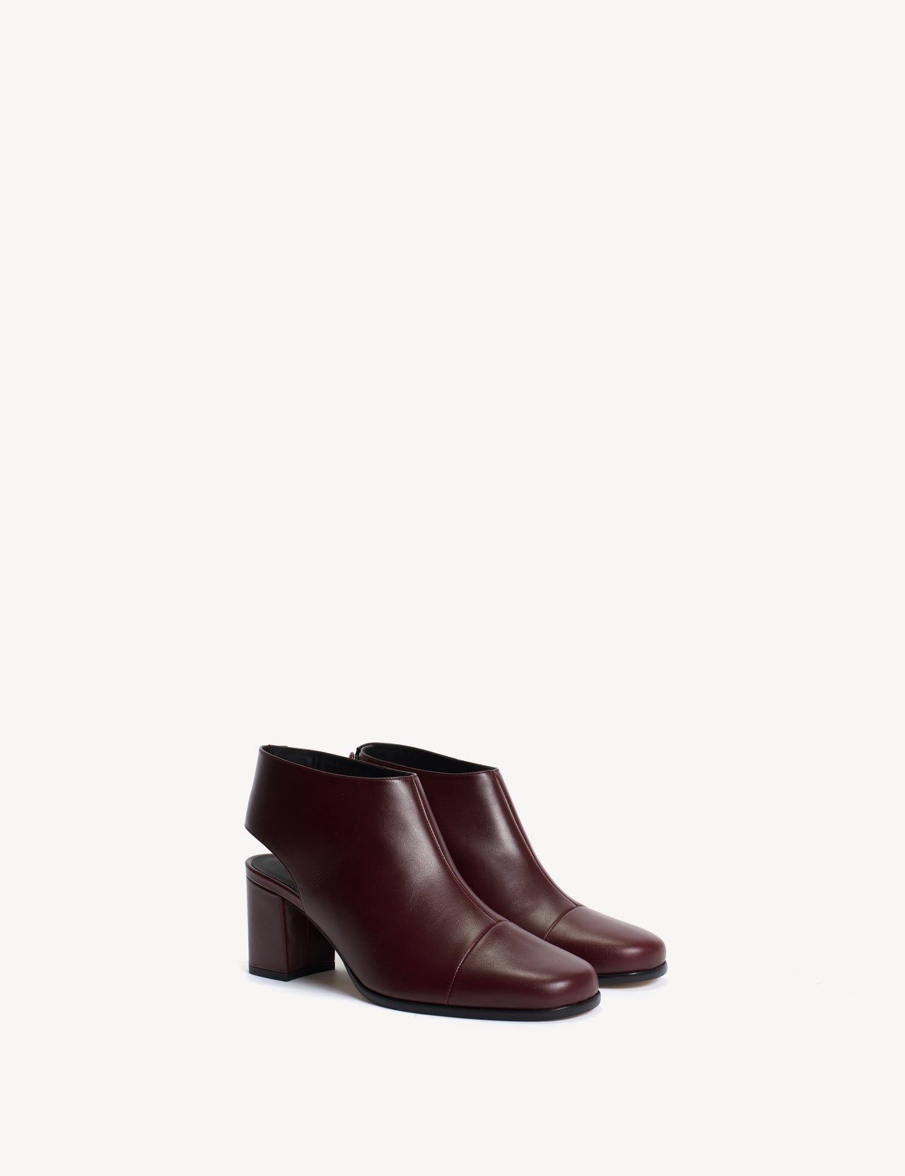 May Open Heel In Bordeaux Calfskin
