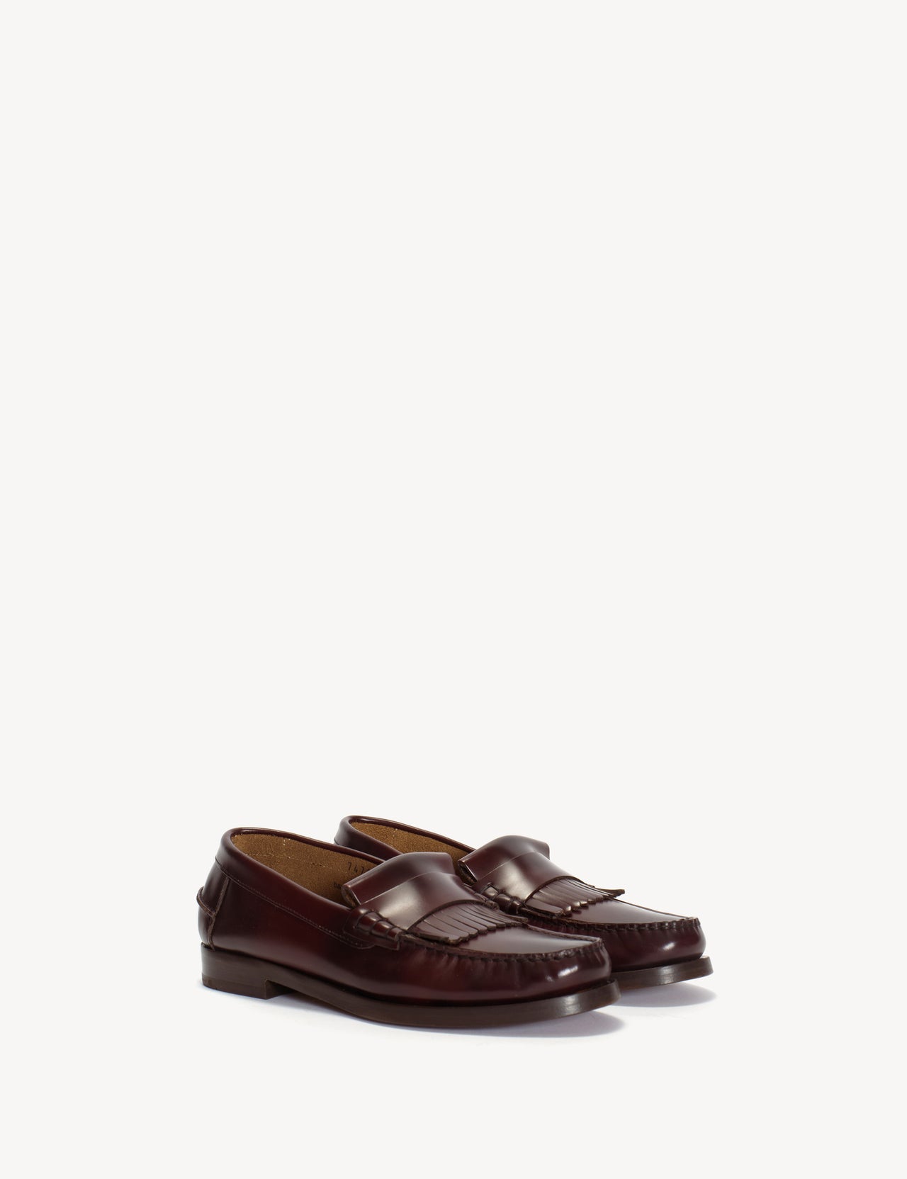 Moccasin Loafer With Fringes In Bordeaux Polido Leather
