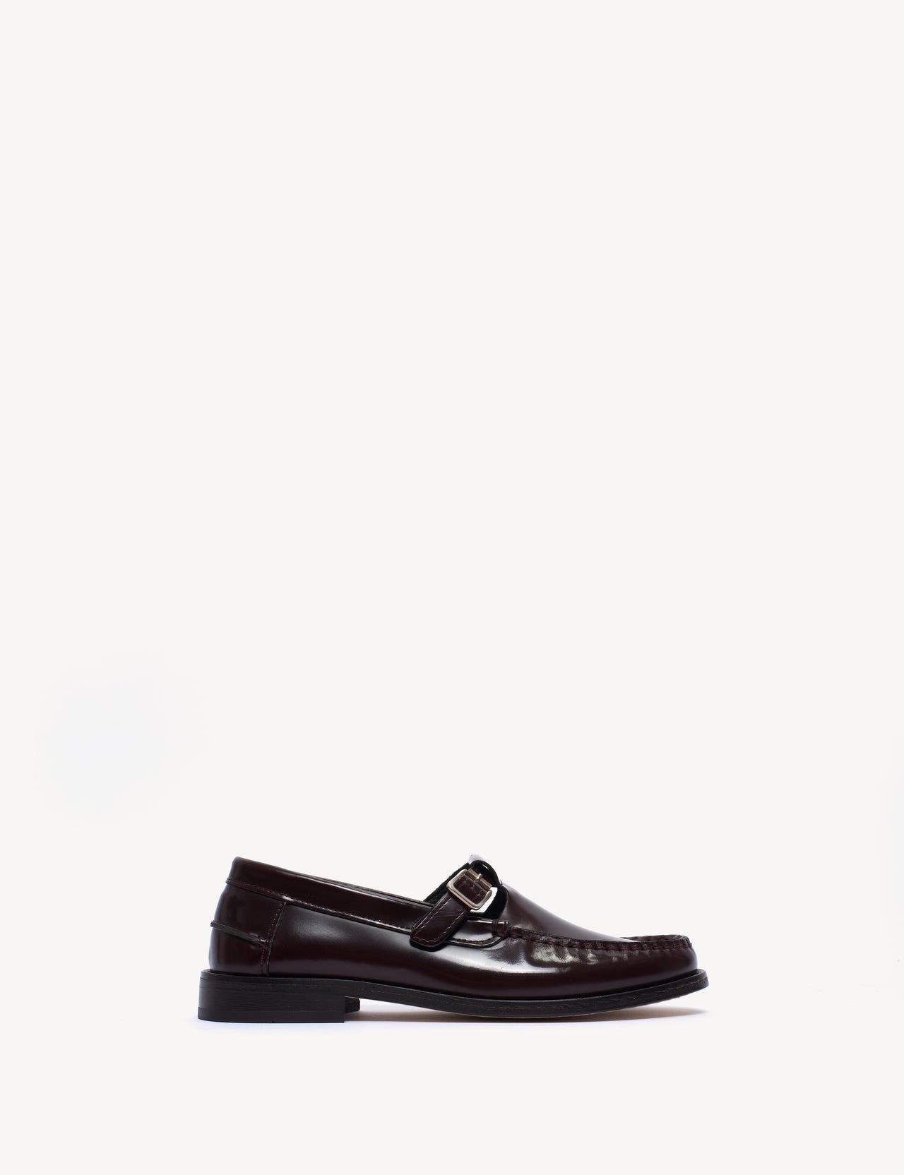Moccasin T-Bar Loafer In Bordeaux Polido Leather