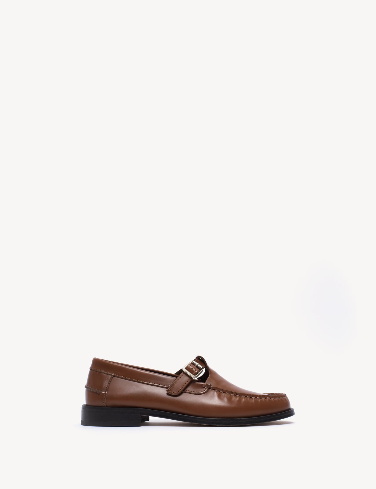 Moccasin T-Bar Loafer In Hazelnut Polido Leather