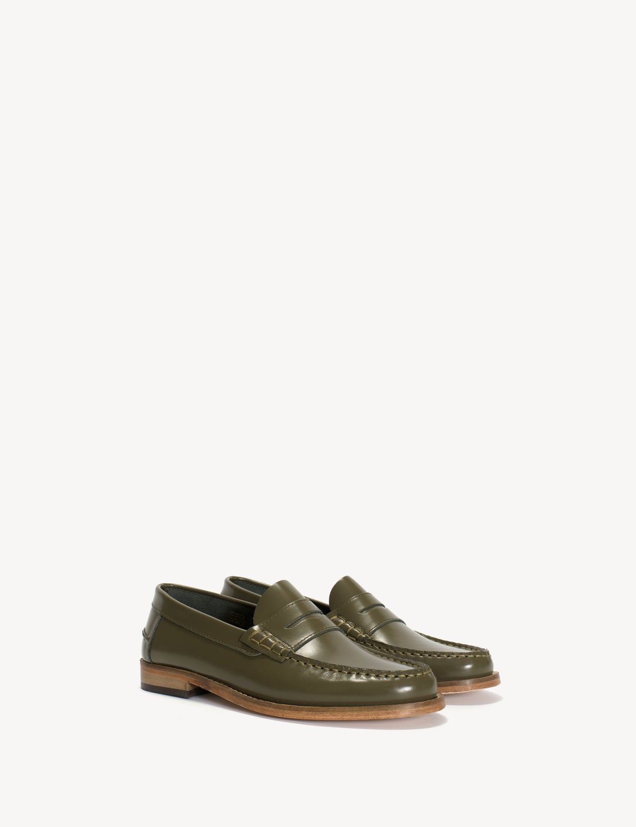 Moccasin Penny Loafer In Olive Polido Leather