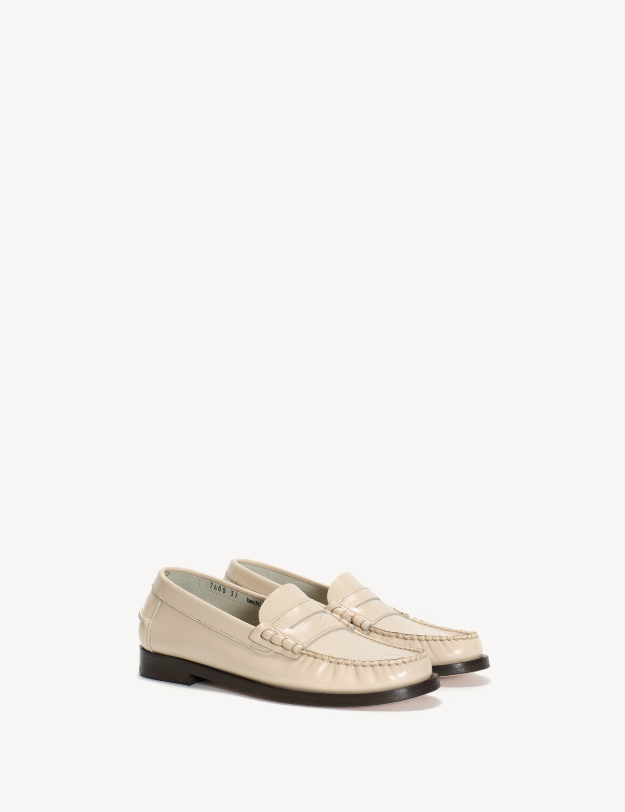 Moccasin Penny Loafer In Bone White Polido Leather