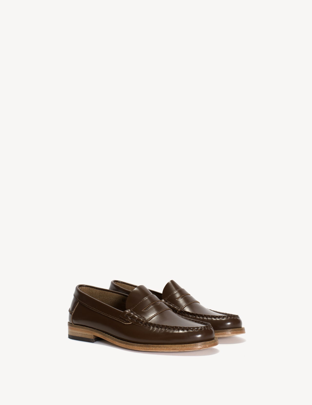 Moccasin Penny Loafer In Brown Polido Leather