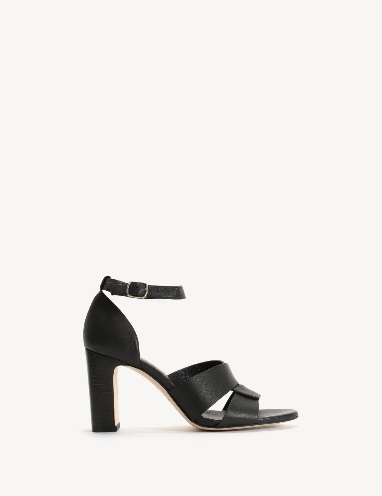 Lulu Sandal In Black Calfskin with 75mm Heel