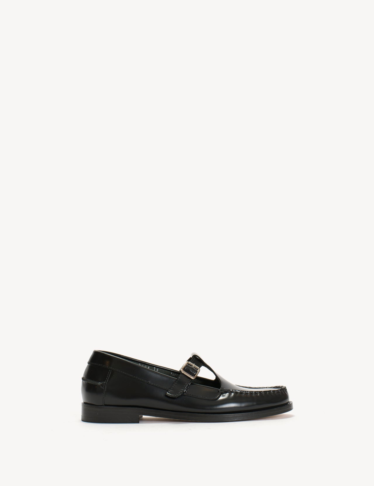 Moccasin T-Bar Loafer In Black Polido Leather