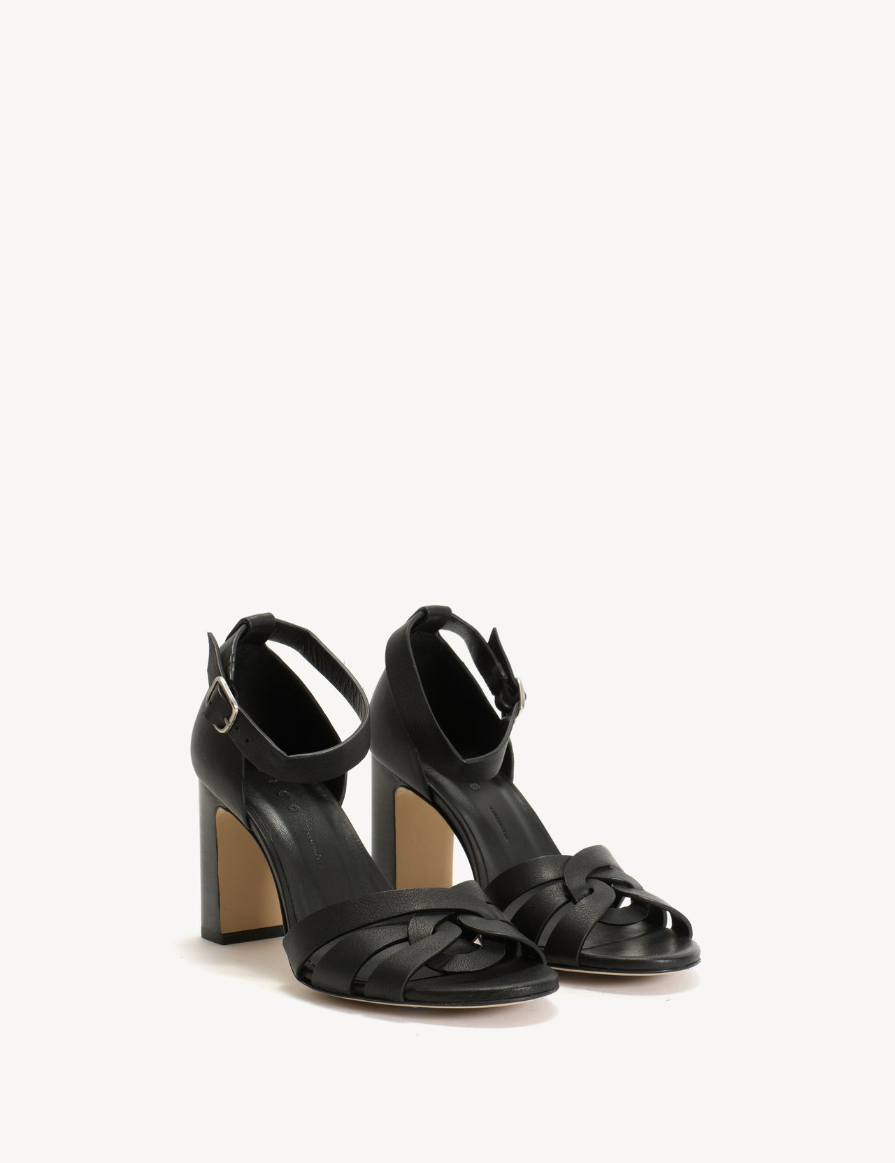 Sasha Sandal In Black Calfskin with 75mm Heel