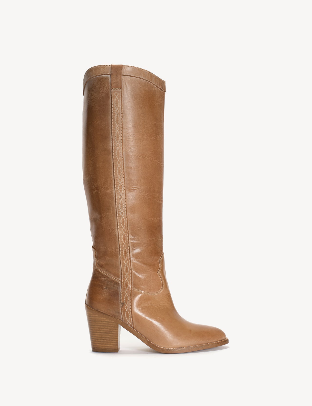 Claire High Western Boot In Dark tan Escovado Leather
