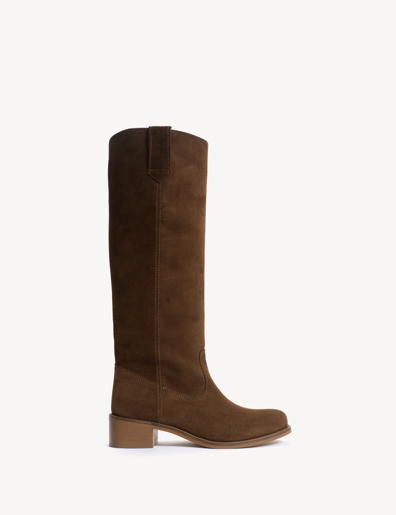 Ann Gaucho Boot In Dark Brown Calf Suede