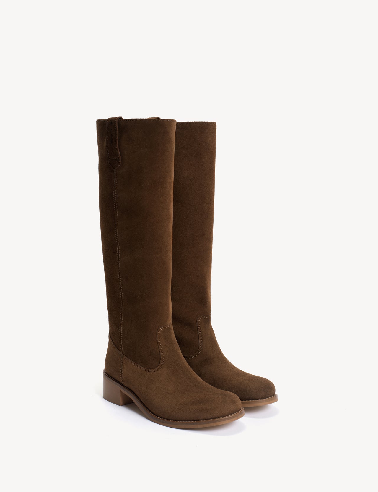 Ann Gaucho Boot In Dark Brown Calf Suede