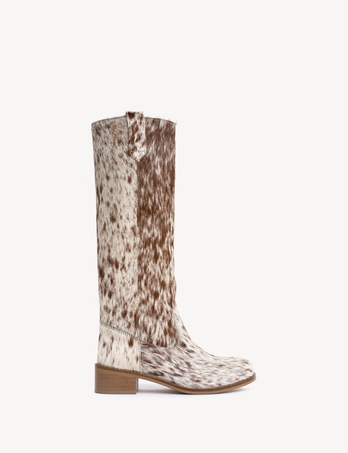 Ann Gaucho Boot In Brown Shades Cow Fur
